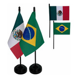 Kit Bandeirinha De Mesa México + Brasil