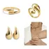 Kit Brinco Anel Bracelete Gota Moda Grife Luxo Festa Ouro 18