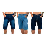 Kit C\ 3 Bermudas Jeans Masculina C\ Lycra