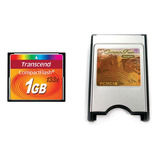 Kit Cartão Compact Flashcf 1gb Transcend+pcmcia Universal Me