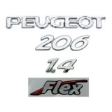 Kit Emblema Peugeot 206 1.4 Flex Otima Qualidade 4 Peças