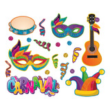 Kit Enfeite Painel Carnaval Folia Colorido C/ 20 Itens
