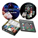 Kit Fichas Poker 100 Pç + Dois Baralhos Cartas Botão Dealer