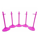 Kit Lote 9 Suporte Pink Para Boneca Barbie Monster High