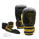 Kit Pretorian Boxe Muay Thai Kickboxing Core Bandagem Bucal