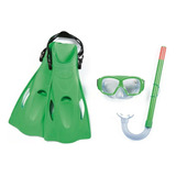 Kit Snorkel Mergulho Máscara E Nadadeiras Infantil Verde Bel
