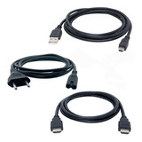 Kit Sony Ps3 Cabos P/ Ps3 Energia Usb+ Força Ac+hdmi 3 M