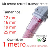Kit Termo Retrátil Transparente 12, 16, 19, 25mm X 1 Metro.