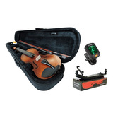 Kit Violino 4/4 Arco Breu Case Espaleira Afinador E Case