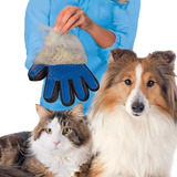 Luva Escova Mágica Para Pets Cães E Gatos Mão Direita Cor Azul