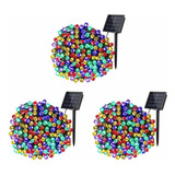  Luzes Solares Guirlanda De Natal 3 Peças 100 Led 10 Metros