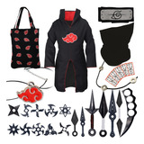 Manto Naruto Akatsuki Itachi Colar Nuvem Vermelha Infantil