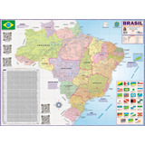 Mapa Brasil Político Estatístico Rodoviário Escolar Poster Atualizado