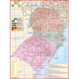 Mapa Geográfico Político Escolar Planisférico Da Região Sul Do Brasil Contendo Os Estados Paraná Santa Catarina E Rio Grande Do Sul - Gigante Medindo 1.2m X 90cm Dobrado - Equipe Multivendas