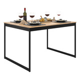 Mesa De Jantar 120x90 Industrial Estilo Nórdico Ferro E Madeira Cor: Laminado Com Preto Vintage 