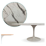 Mesa De Jantar Saarinen Oval 140x90cm Texturizada Carrara