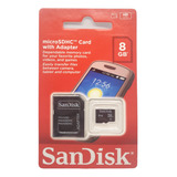 Micro Sd 8gb Sandisk Original 100% Classe 4 Com Adaptador Sd