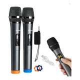 Microfones Sem Fio Dinâmico Profissional Recarregável Duplo Cor Preto