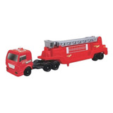 Miniatura Caminhão Bombeiro Escada Highway Haulers Vermelho 