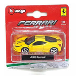 Miniatura Carro Ferrari 458 Speciale Race E Play 1:64 Burago Cor Amarelo