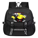 Mochila Escolar Pikachu Unisex C/ Porta Duo Usb+fone