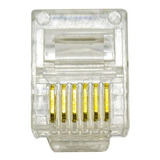 Modular Plug Rj12 6p6c Flash Ouro Pcte 100 Pçs Promoção 