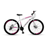 Mountain Bike Ello Bike Velox Aro 29 21v Freios De Disco Mecânico Câmbios Ltx Cor Branco/rosa