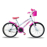 Mountain Bike Infantil Power Bike Feminina Aro 20 Freios V-brakes Cor Branco Com Descanso Lateral