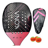 Nova Raquete Beach Tennis Kona Maddox Pink 2024 Carbon 12k