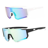 Óculos De Sol Bike Esportivo Corrida Proteção Uv Kit 2 Peças Cor Branco E Preto Cor Da Armação Branco E Preto Cor Da Lente Espelhado