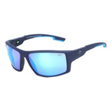 Óculos De Sol Mormaii Joaca 4 One Size Armação De Poliamida Cor Azul, Lente Azul De Policarbonato Espelhada, Haste Azul De Poliamida
