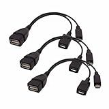  Pacote Com 3 Adaptador De Porta USB Cabo Micro USB OTG 2 Em 1 Com Alimentação Micro USB Para FireStick 4K Substituição Para Amazon Fire TV Compatível Com Tablet LG Samsung Android Etc Preto