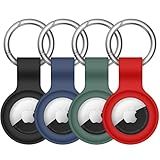 Pacote Com 4 Linsaner Compatível Com AirTag Case Chaveiro Air Tag Case Holder Silicone AirTags Capas De Chaveiro Etiquetas De Ar Chaveiro Compatível Com Apple AirTag GPS Localizador De Itens Acessórios Multicolorido
