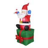  Papai Noel Inflável Gigante Sentado Na Caixa De Presente