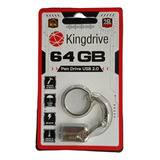 Pen Drive 64gb 2.0 Com Chaveiro Metal Kingdrive Com Garantia