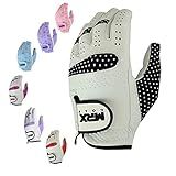  Pequeno Branco Preto Luvas De Golfe Femininas Soft CABRETTA COURO Luvas De Golfe Femininas De Ajuste Regular Mao Esquerda