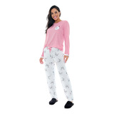 Pijama Adulto Homewear Manga Longa Com Calça Comprida Menina