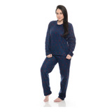 Pijama Soft Inverno Peluciado Feminino Adulto Manga Longa