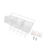 Prateleira De Parede De Arame De Metal Para Despensa Caixa De Temperos Prateleira Multifuncional Com 3 Grades 36x15 5 Cm Branco