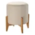 Puff Banqueta Linho Luxo Redondo Otavio Agarb Decor Cor Linho Bege Claro