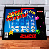 Quadro Decorativo A4 33x25 Space Invaders Super Nintendo