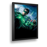 Quadro Emoldurad Poste Green Lantern Lanterna Verde Retro A3