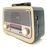 Rádio Retro Vintage Antigo Am Fm Sd Usb Mp3 Bivolt Bluetooth Cor Preto 110v/220v