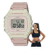 Relógio Casio Feminino Digital Rosa Nude 50m W-218hc-4a2vdf