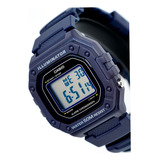 Relógio Casio W-218h Cronômetro Alarm Led Light 50m Wr Timer Mesh Color Black Bezel Color Blue 2a