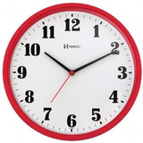 Relógio De Parede Vermelho 26cm Plástico Redondo Herweg 6126