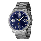 Relógio De Pulso Grande Masculino X-watch Original Cor Da Correia Prata Cor Do Bisel Prateado Cor Do Fundo Azul