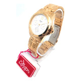 Relogio Feminino Dourado Multifuncao