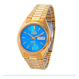 Relógio Masculino Oremte Original Prova D'água Marca Data Cor Da Correia Dourado/azul