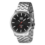 Relógio Masculino Prata Preto X-watch Com Data Prova D'água